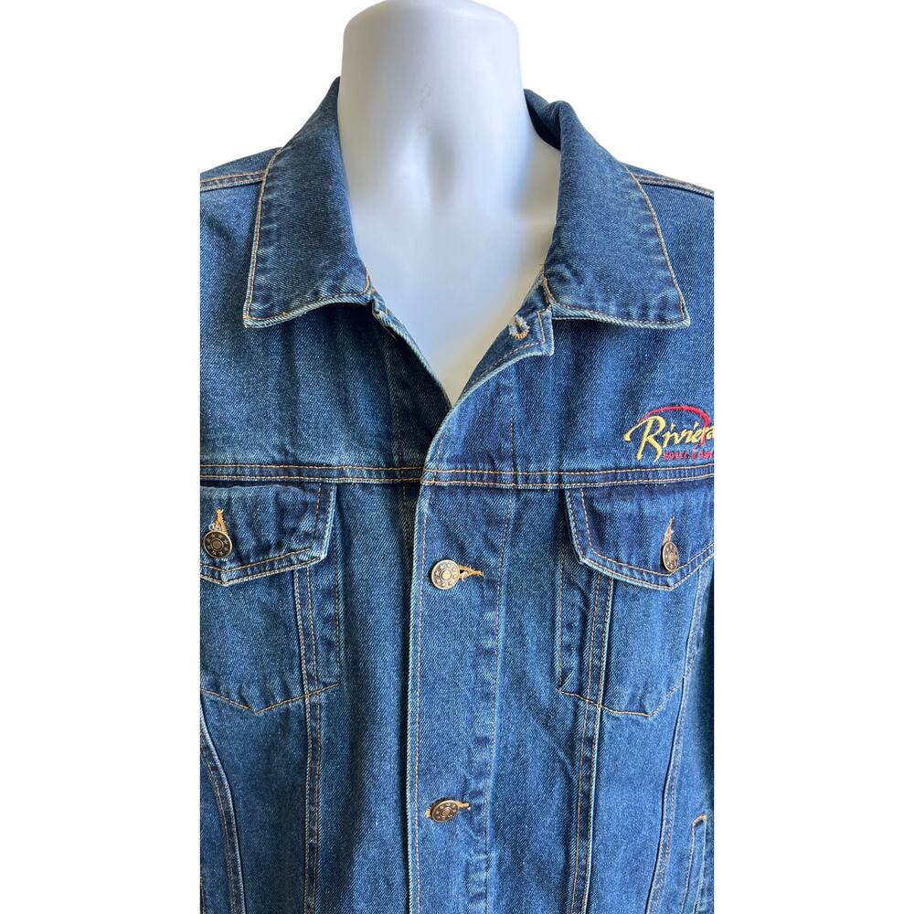🧥 Riviera Men’s M Blue Denim Trucker Jacket 90s Y2K Workwear Western - Picture 2 of 4